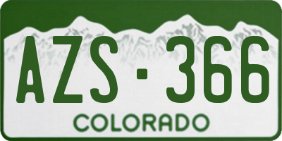 CO license plate AZS366