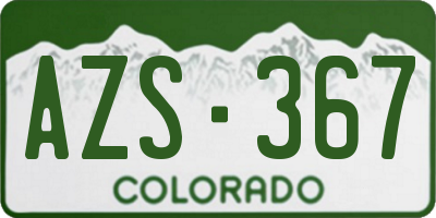 CO license plate AZS367