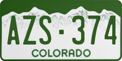 CO license plate AZS374
