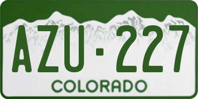 CO license plate AZU227