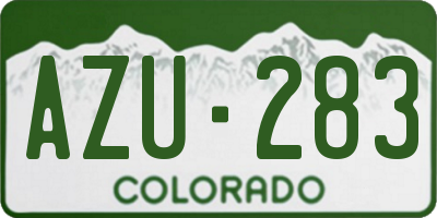 CO license plate AZU283