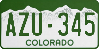 CO license plate AZU345