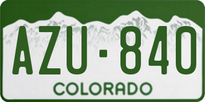 CO license plate AZU840