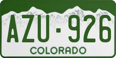 CO license plate AZU926