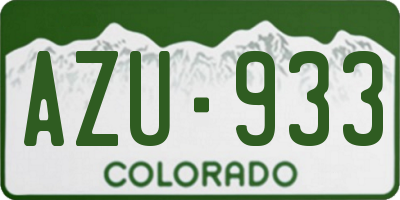 CO license plate AZU933