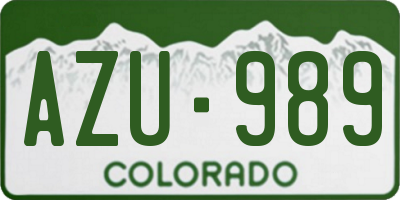 CO license plate AZU989