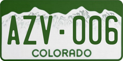 CO license plate AZV006