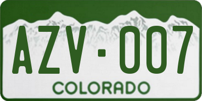 CO license plate AZV007