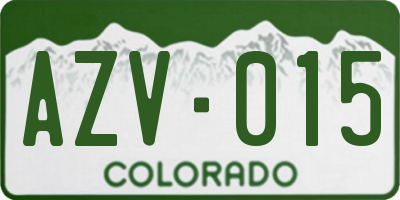 CO license plate AZV015