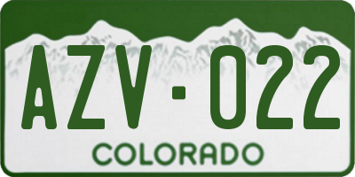 CO license plate AZV022