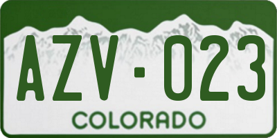 CO license plate AZV023