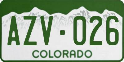 CO license plate AZV026