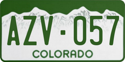 CO license plate AZV057