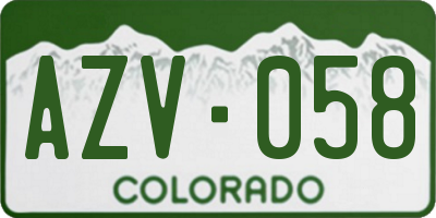 CO license plate AZV058