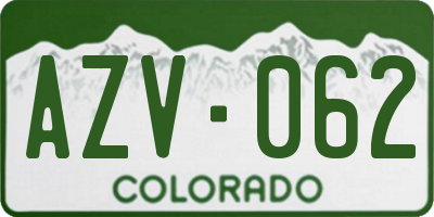 CO license plate AZV062