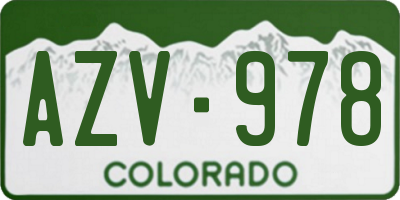 CO license plate AZV978