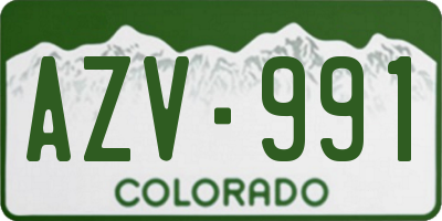 CO license plate AZV991