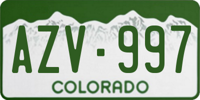 CO license plate AZV997
