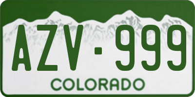 CO license plate AZV999