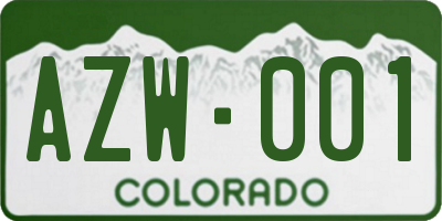 CO license plate AZW001