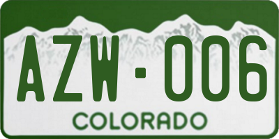 CO license plate AZW006