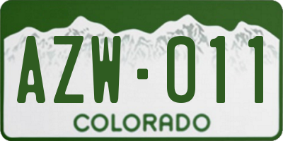 CO license plate AZW011