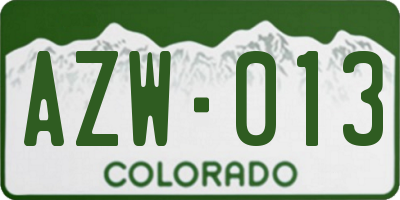 CO license plate AZW013