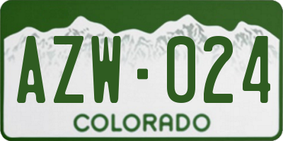 CO license plate AZW024
