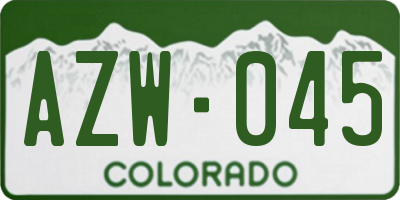 CO license plate AZW045