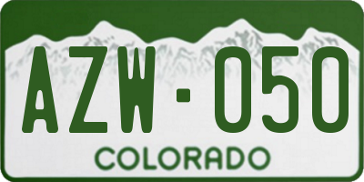 CO license plate AZW050