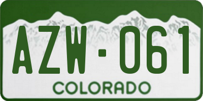 CO license plate AZW061