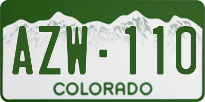 CO license plate AZW110