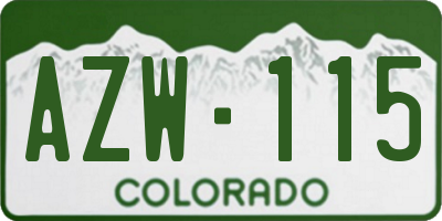 CO license plate AZW115
