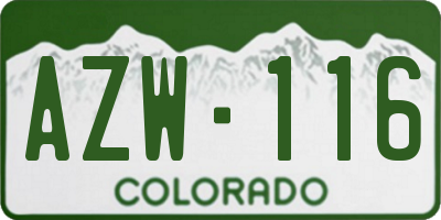 CO license plate AZW116
