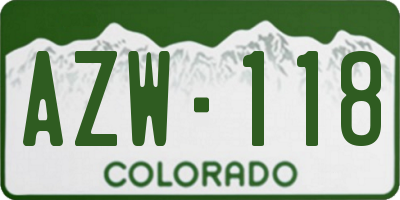 CO license plate AZW118
