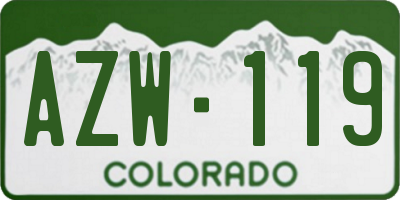 CO license plate AZW119