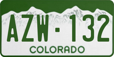 CO license plate AZW132