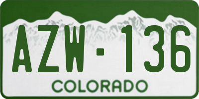 CO license plate AZW136