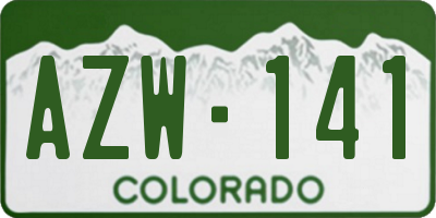 CO license plate AZW141