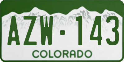 CO license plate AZW143