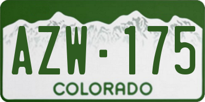 CO license plate AZW175