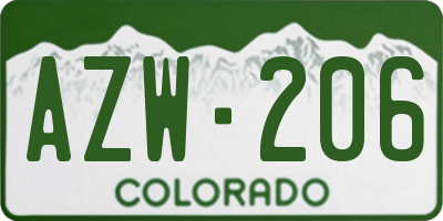 CO license plate AZW206
