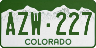 CO license plate AZW227