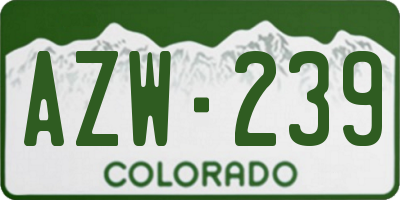 CO license plate AZW239