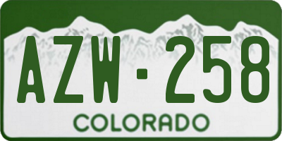 CO license plate AZW258