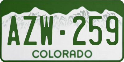 CO license plate AZW259