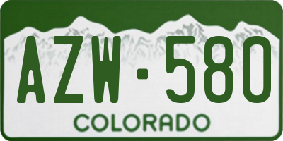 CO license plate AZW580