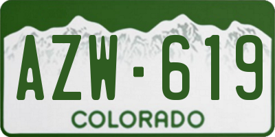 CO license plate AZW619