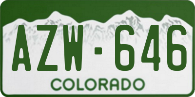 CO license plate AZW646