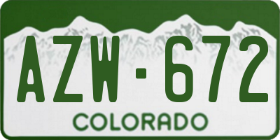 CO license plate AZW672